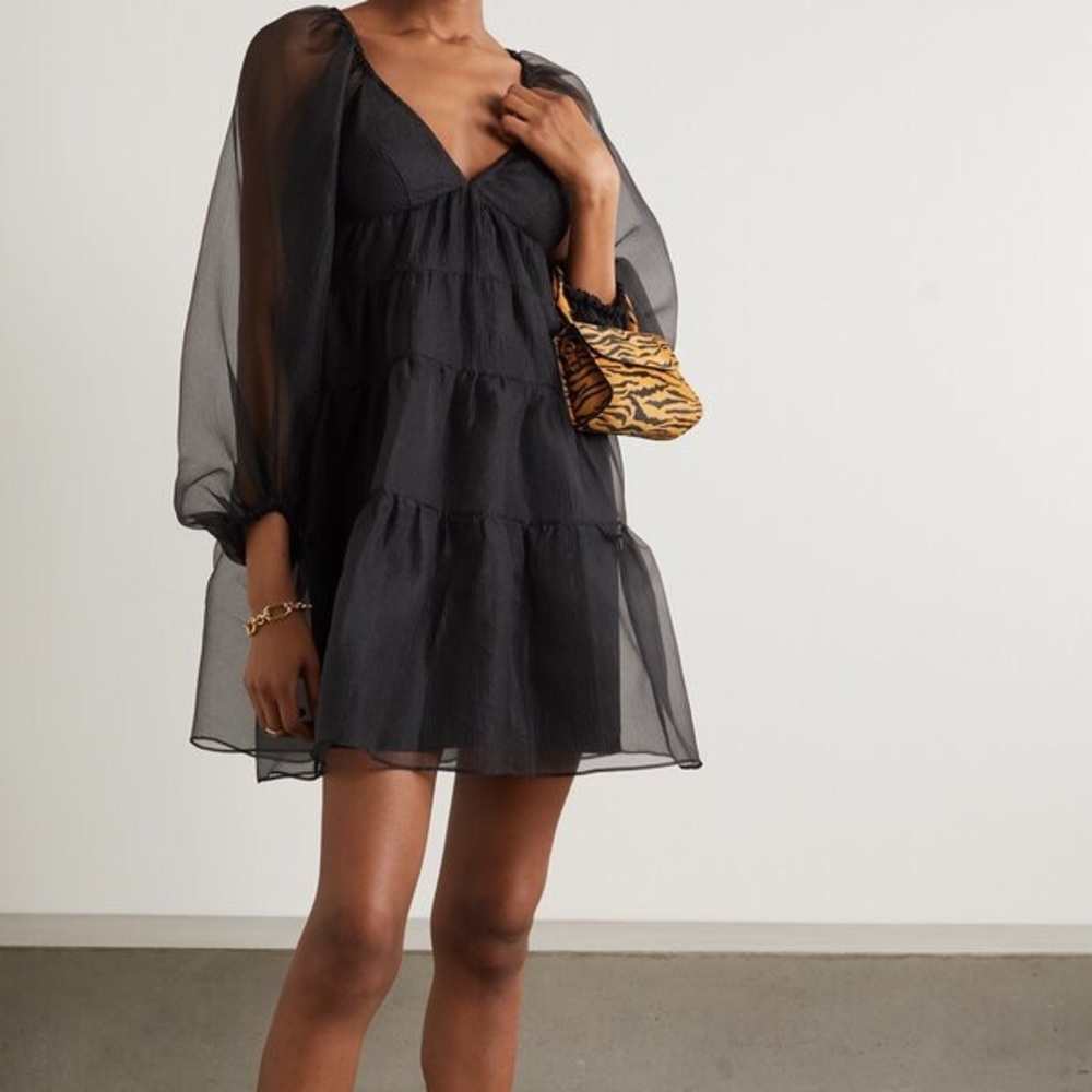 STAUD Meadow Tiered Chiffon Mini Dress